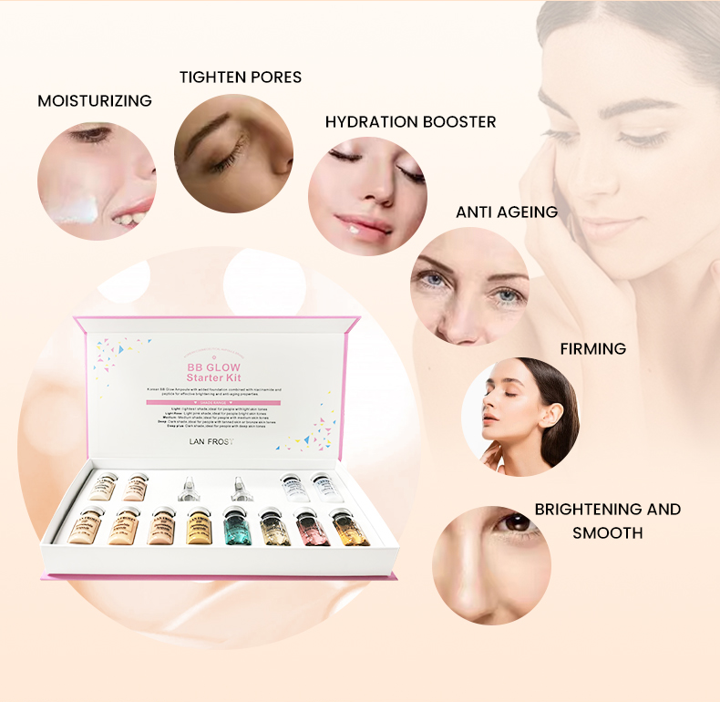 BB Facial Glow Starter Kit Hydration Serum Foundation and Booster Mix 12 Vials