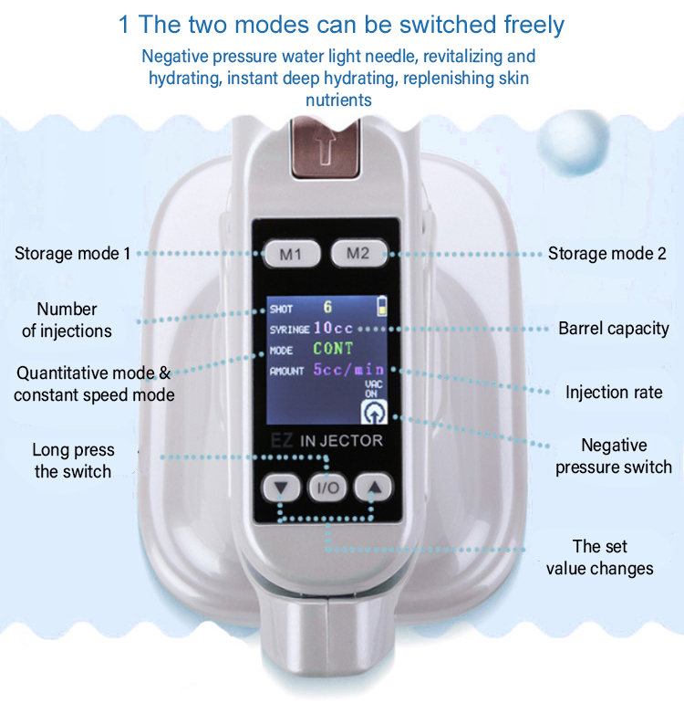 EZ Injector | Portable Gun Injection For Skin Care | Negative Pressure Hydrolifting Device | Skin Tightening and Wrinkle Removal